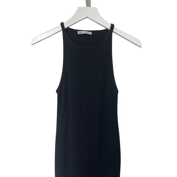 Zara Black Ribbed Knit Midi Dress - Picture 2 of 4